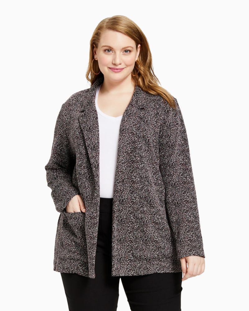 Front of plus size Petra Open Front Knit Blazer by Dex Plus | Dia&Co | dia_product_style_image_id:117581